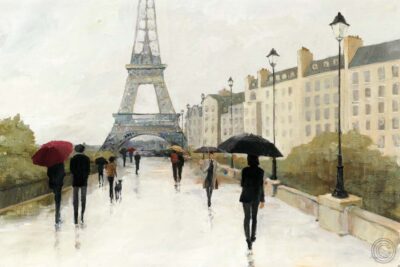 Eiffel in the Rain Marsala Umbrella