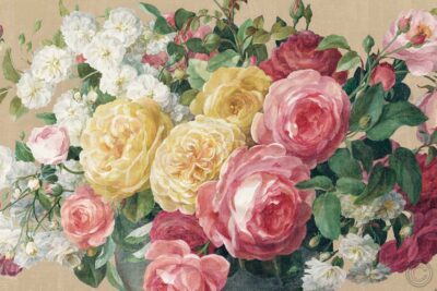 Antique Roses on Tan Crop