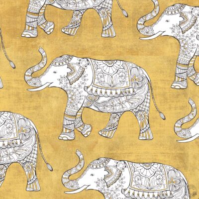 Color my World Elephant Pattern Gold