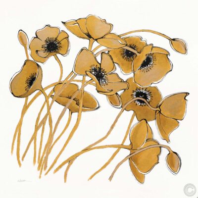 Gold Black Line Poppies II