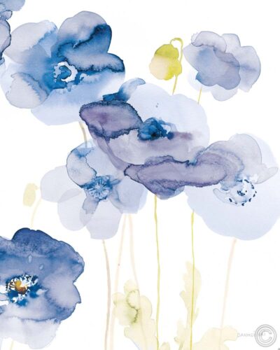 Delicate Poppies II blue